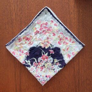 Extremely soft vintage navy flowered handkerchief